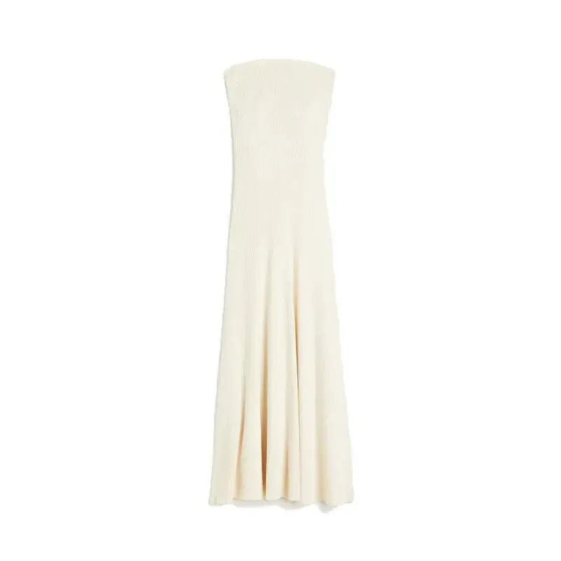 Advbridge White Crochet Strapless Knitted Cotton Long Dress Women's Sleeveless Slim A Line Woven Sexy Lady's High Street Banquet Vestidos