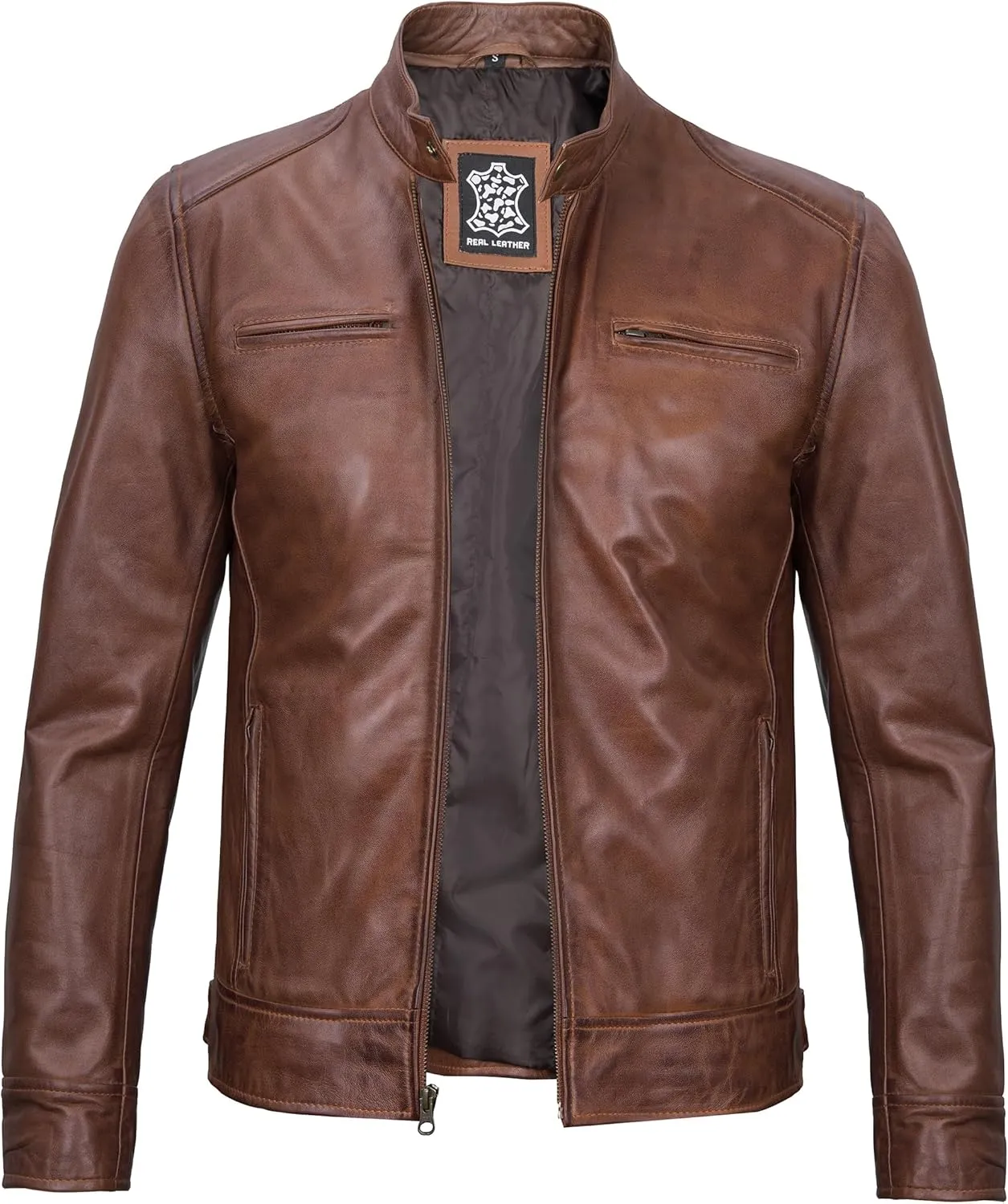 Blingsoul Leather Jackets For Men - Real Lambskin Motorcycle Style Mens Leather Jacket