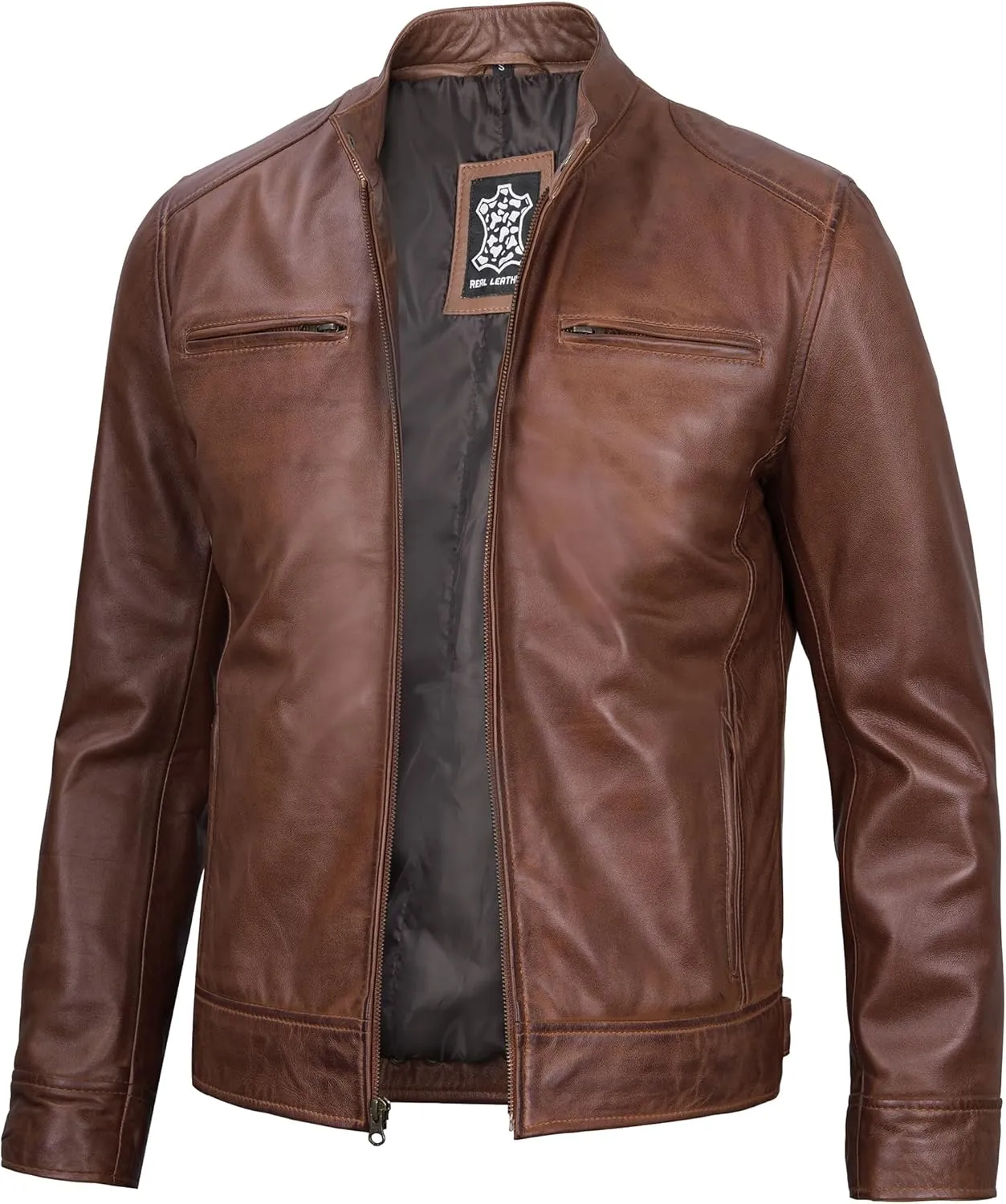Blingsoul Leather Jackets For Men - Real Lambskin Motorcycle Style Mens Leather Jacket