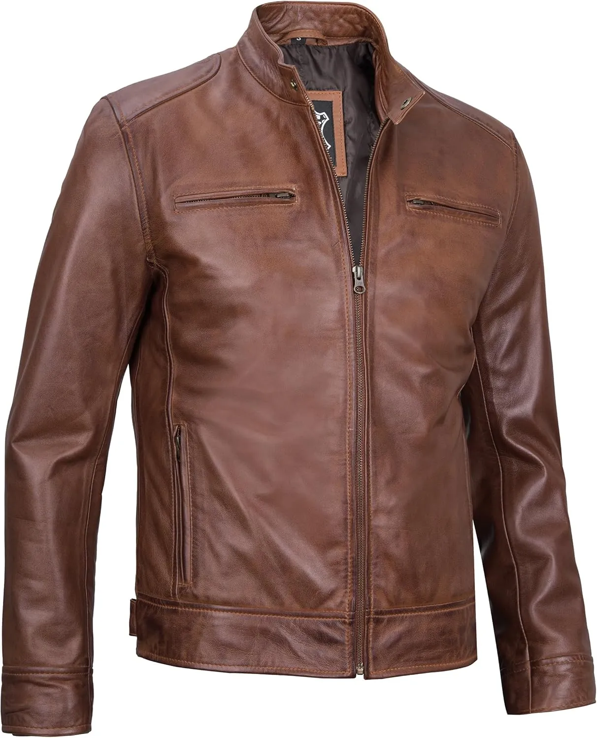 Blingsoul Leather Jackets For Men - Real Lambskin Motorcycle Style Mens Leather Jacket