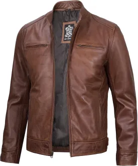 Blingsoul Leather Jackets For Men - Real Lambskin Motorcycle Style Mens Leather Jacket