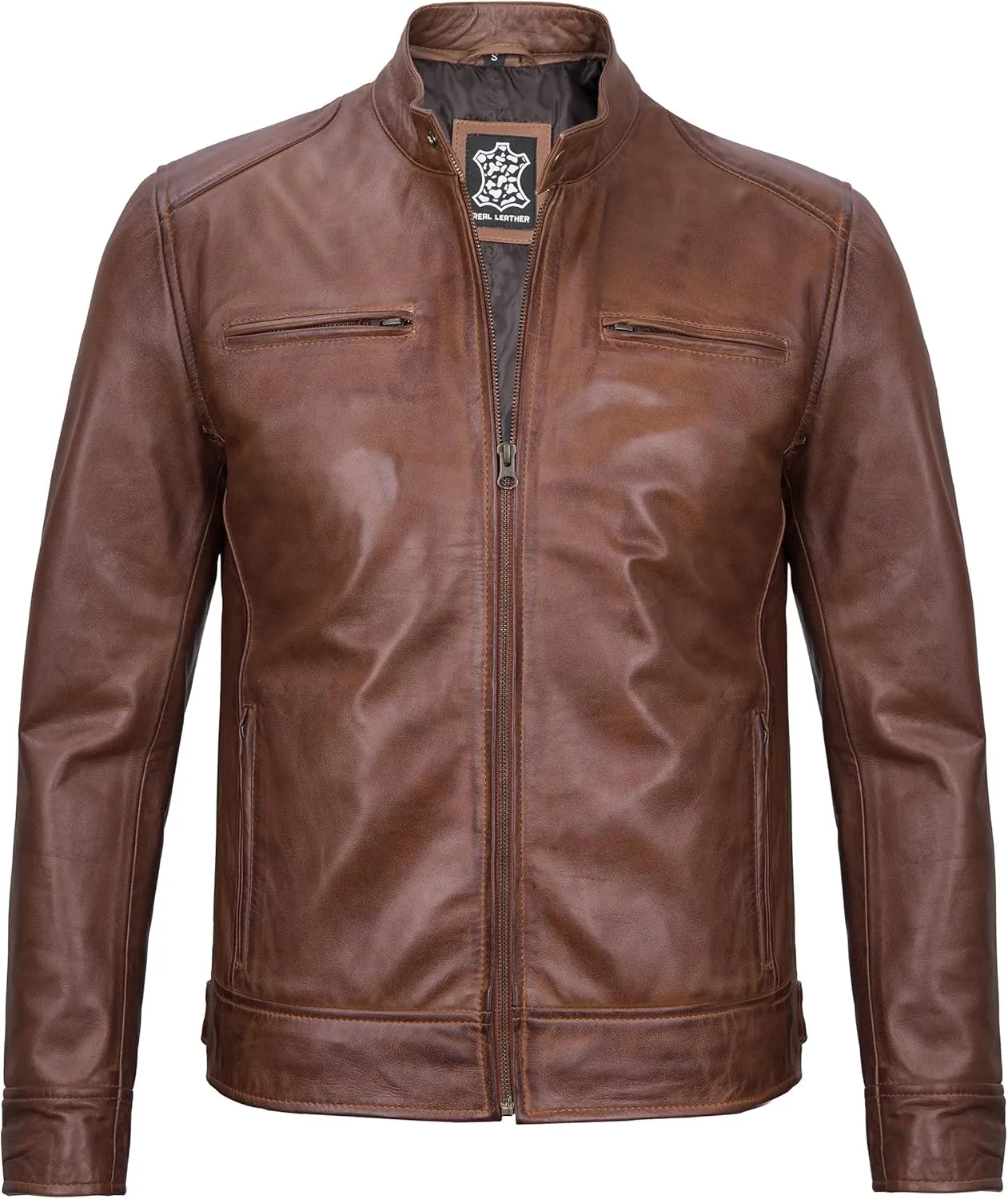 Blingsoul Leather Jackets For Men - Real Lambskin Motorcycle Style Mens Leather Jacket