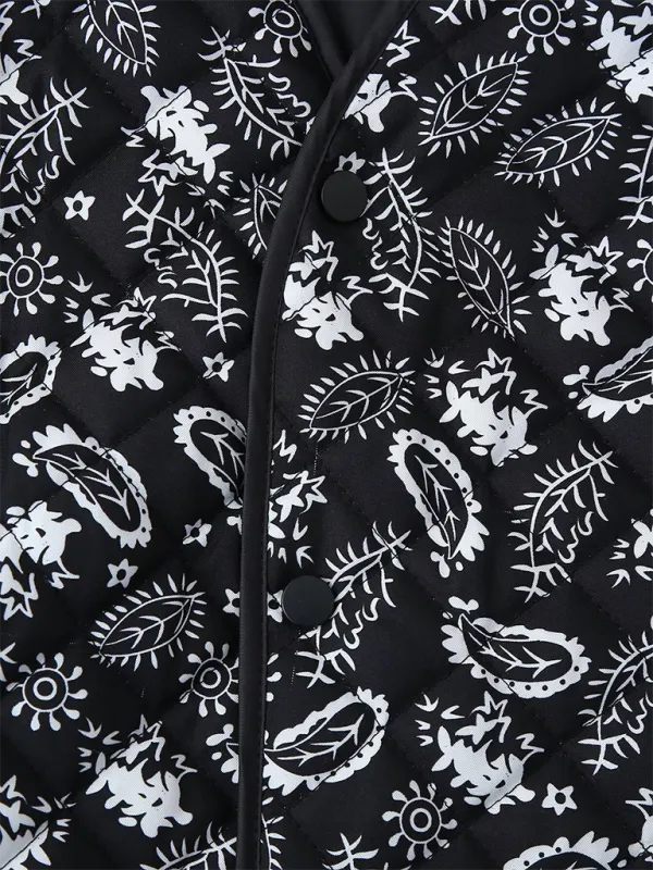 Blue Zone Planet |  Candice's Botanical Print  Quilted Thin Coat Jacket