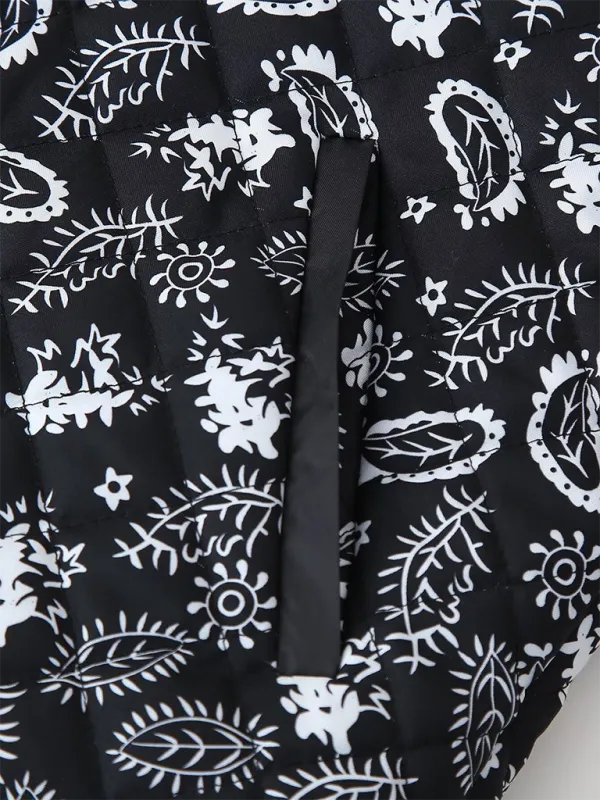 Blue Zone Planet |  Candice's Botanical Print  Quilted Thin Coat Jacket