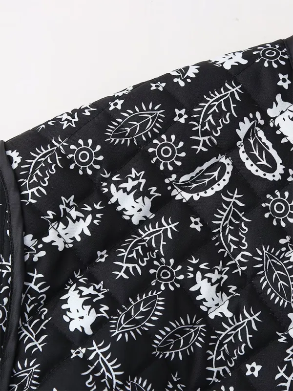 Blue Zone Planet |  Candice's Botanical Print  Quilted Thin Coat Jacket