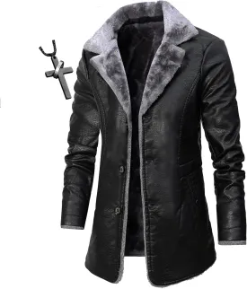 Bomber Faux Leather Jacket Winter Coat For Men Real Shearling B3 Bomber Jacket Winter Padded Windbreaker Necklaces