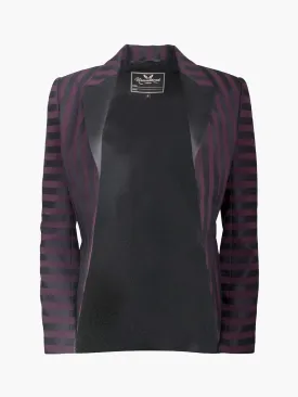 Burgundy and Black Striped Tailcoat Tux Blazer
