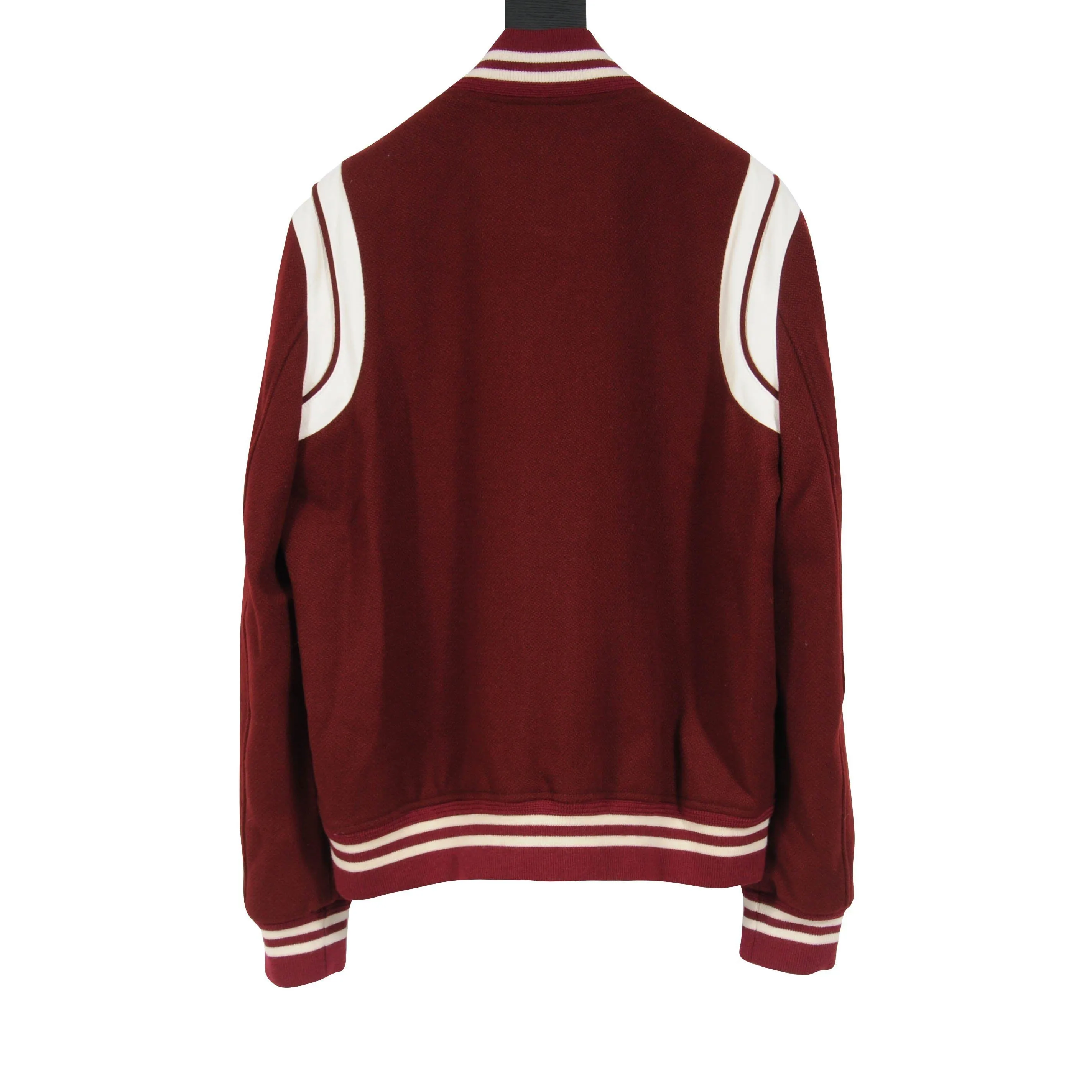 Burgundy Red Teddy Varsity Bomber Jacket