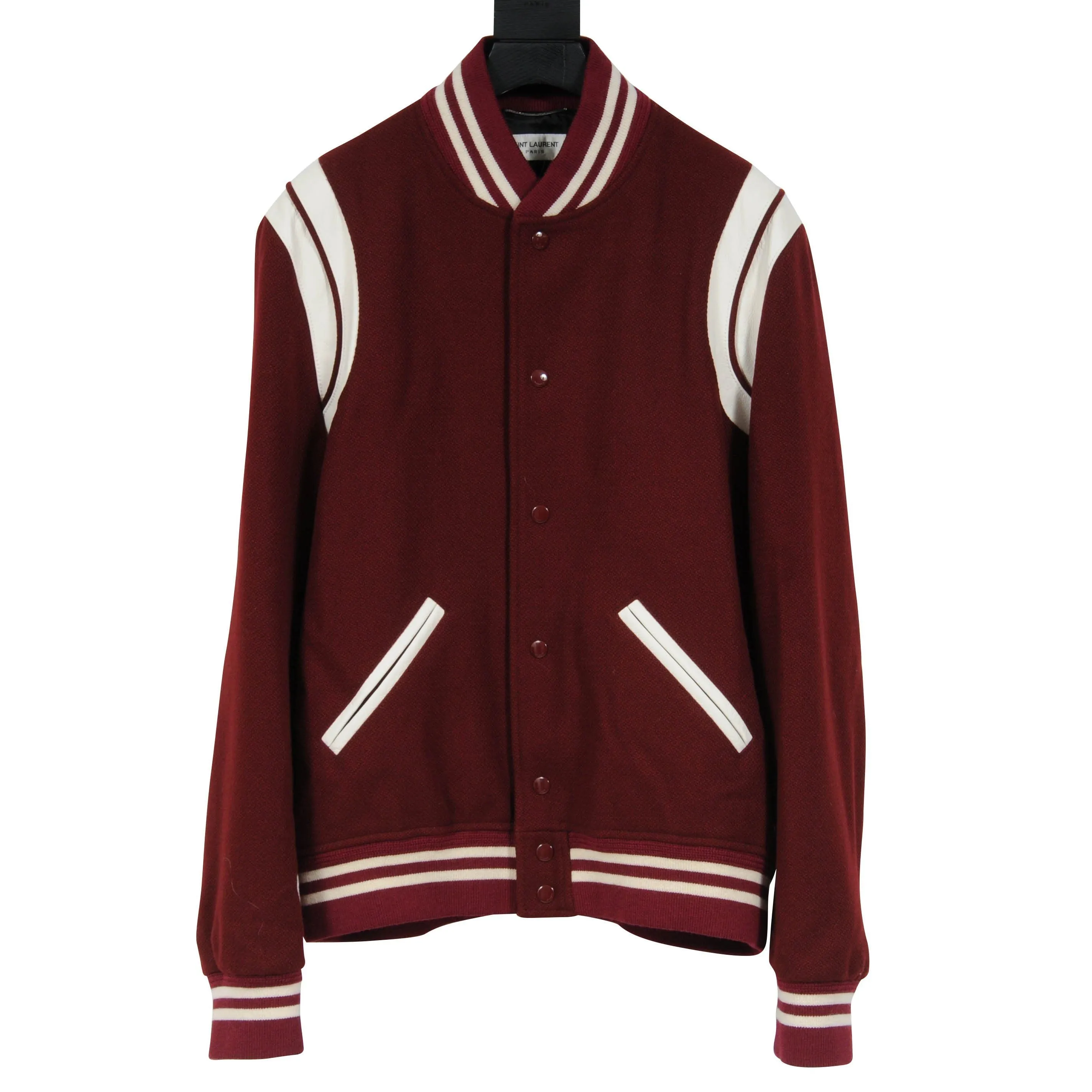 Burgundy Red Teddy Varsity Bomber Jacket