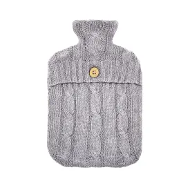 Cable Knit Hot Water Bottle & Cover, Cloud Grey