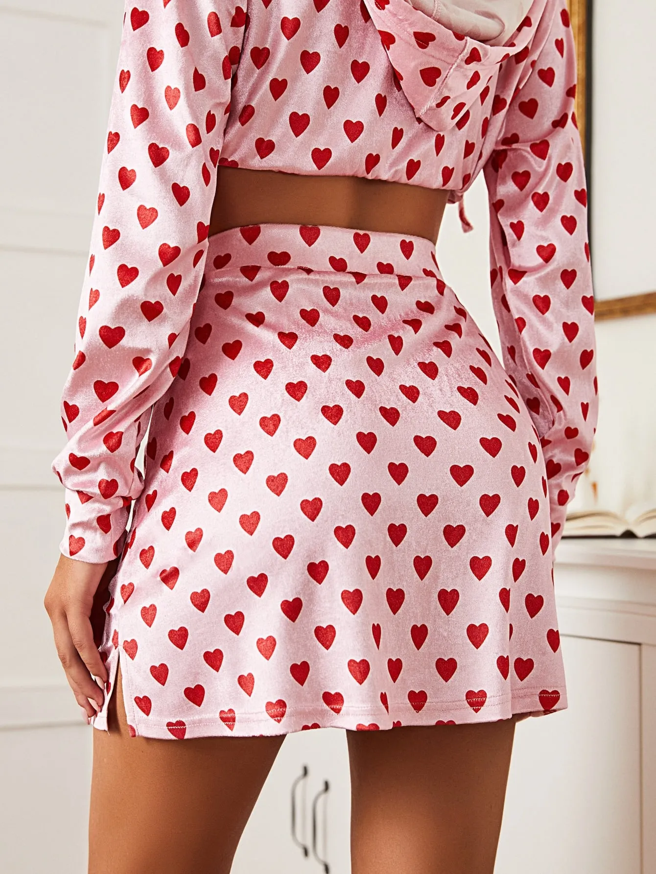 Casual All Over Print Split High Waist Short Women Skirt
