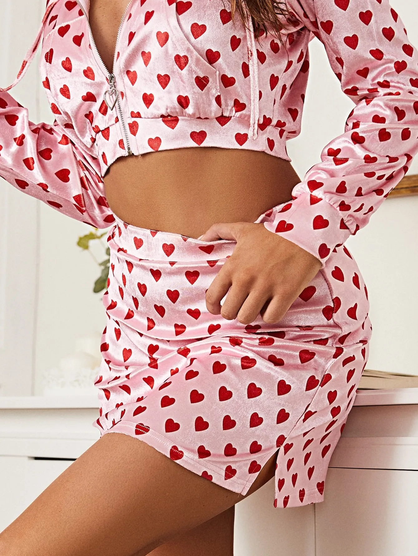 Casual All Over Print Split High Waist Short Women Skirt
