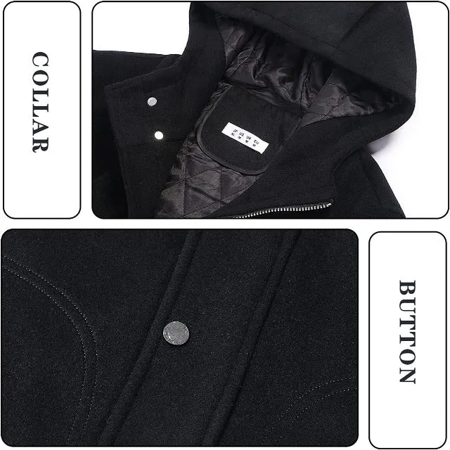 Classic Men's Wool Button Windproof Pea Coat