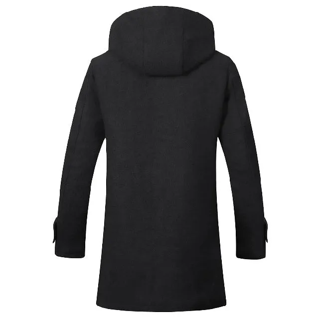 Classic Men's Wool Button Windproof Pea Coat