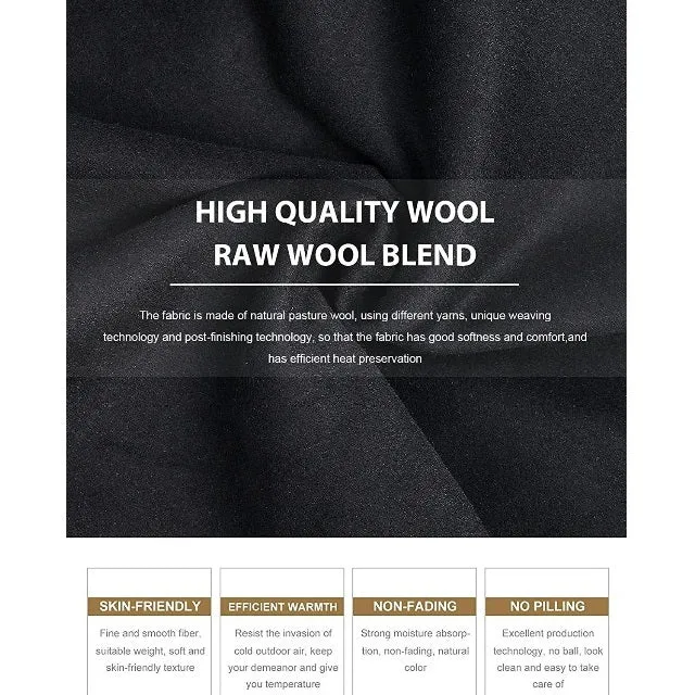 Classic Men's Wool Button Windproof Pea Coat
