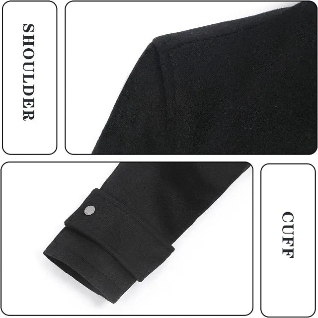 Classic Men's Wool Button Windproof Pea Coat