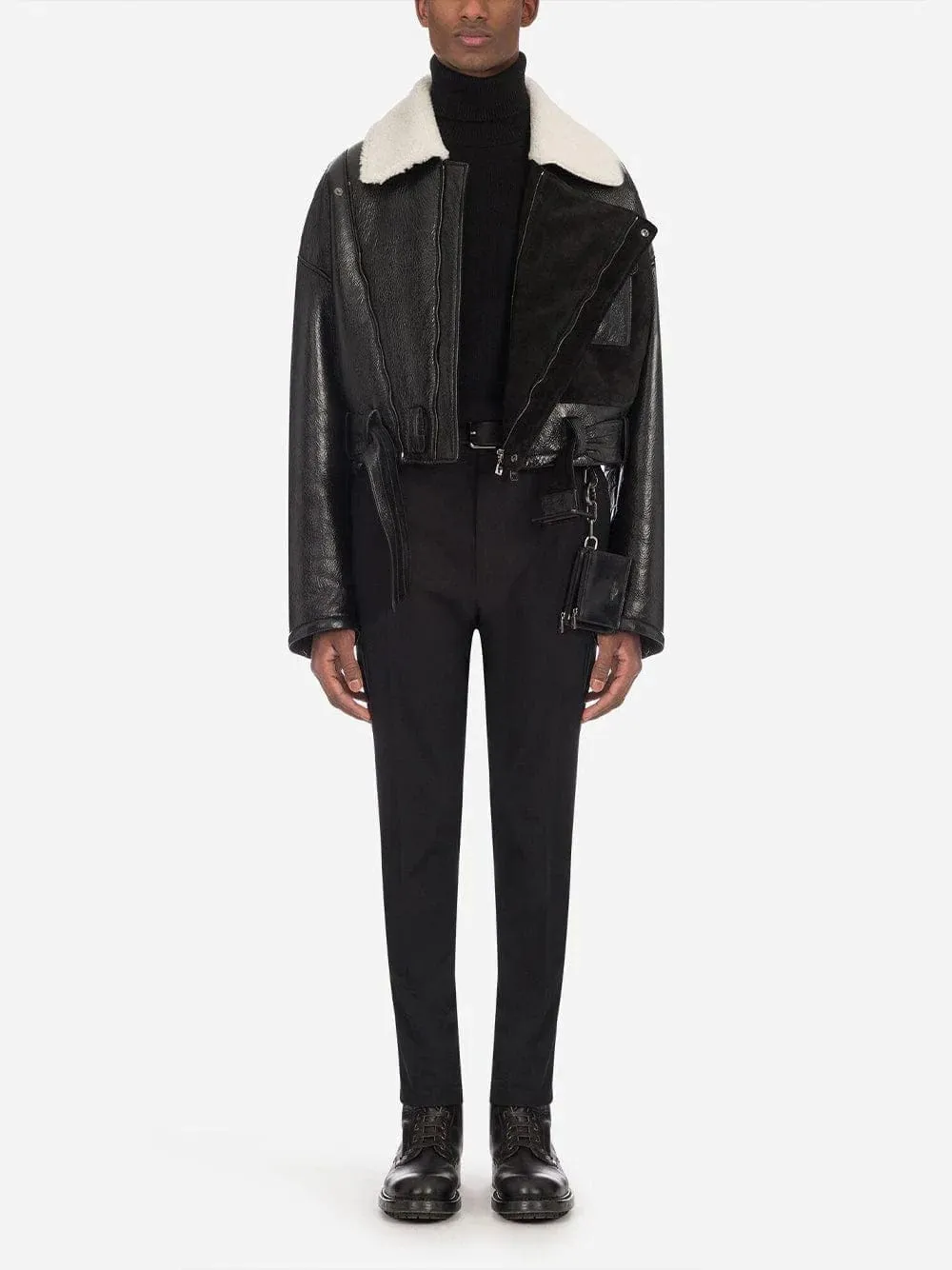 Contrast-Collar Aviation-Style Jacket