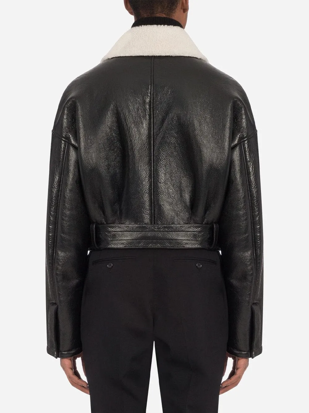 Contrast-Collar Aviation-Style Jacket