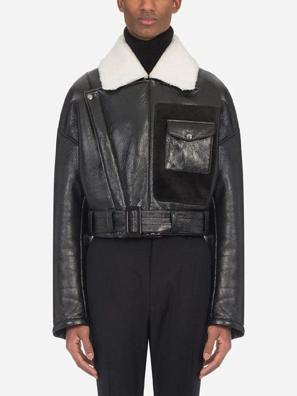 Contrast-Collar Aviation-Style Jacket