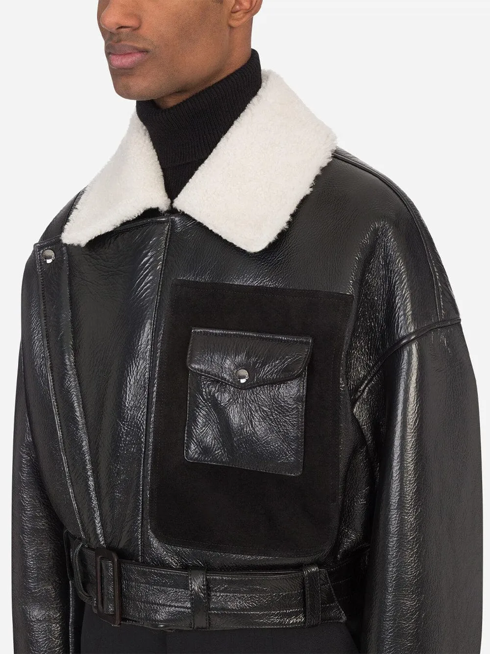 Contrast-Collar Aviation-Style Jacket
