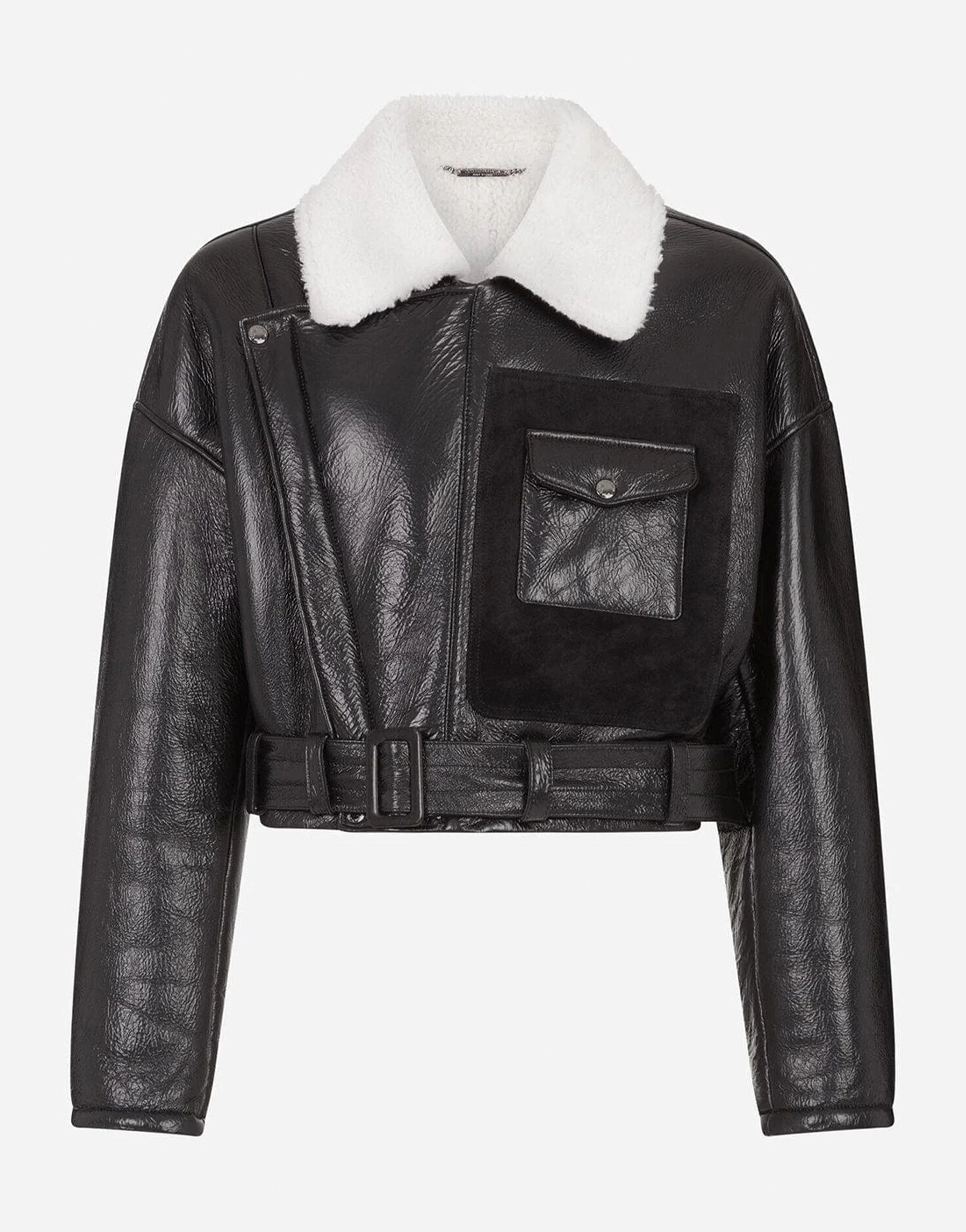 Contrast-Collar Aviation-Style Jacket