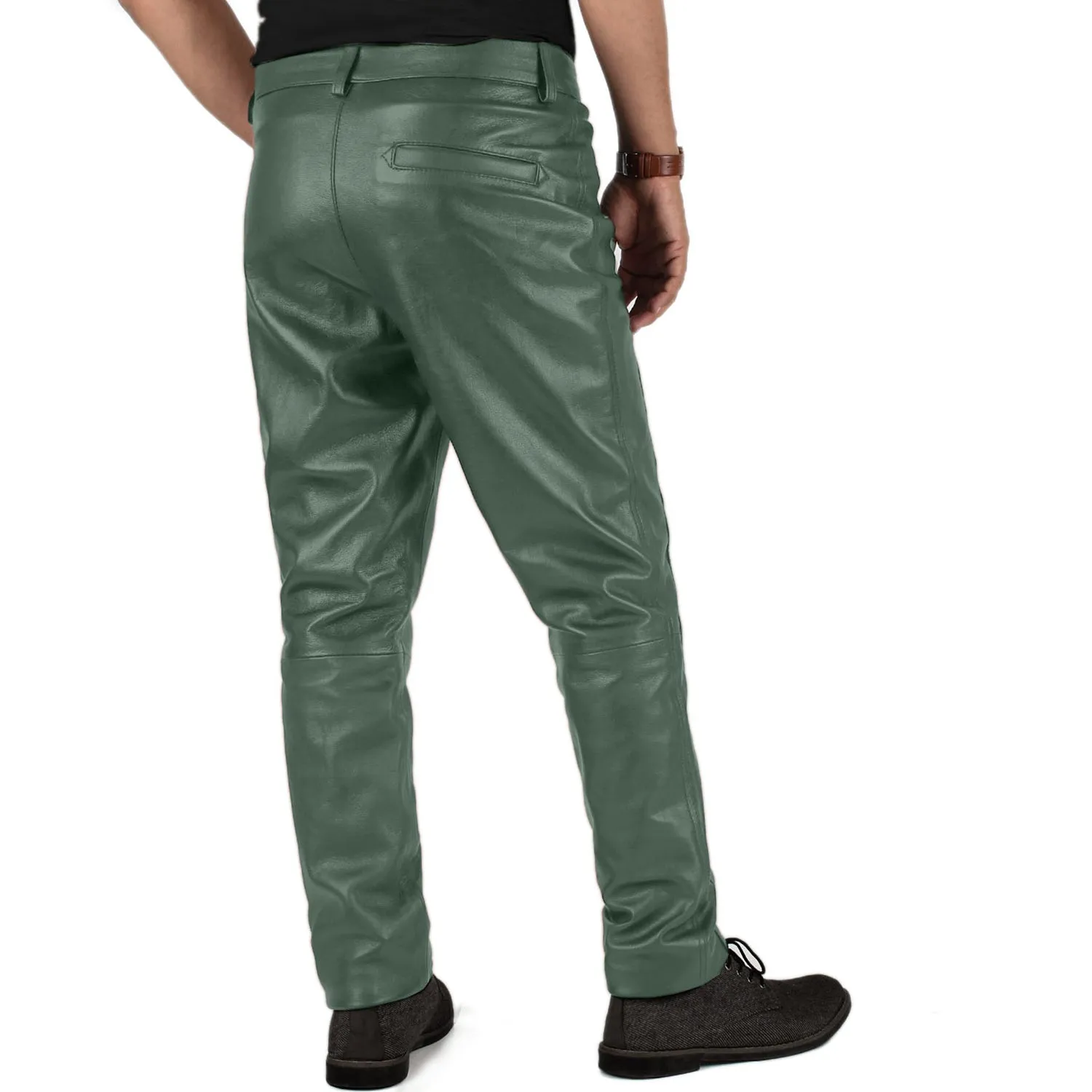 Crionis Men's Green Faux Leather Pants