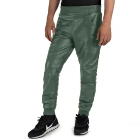 Delara Men's Green Faux Leather Pants