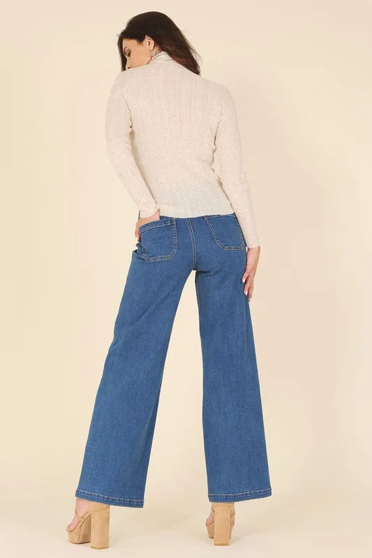 FS Clearance Merino Wool blended mock neck sheer sweater