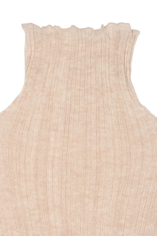 FS Clearance Merino Wool blended mock neck sheer sweater