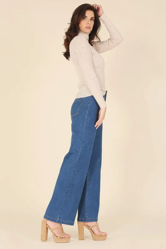 FS Clearance Merino Wool blended mock neck sheer sweater