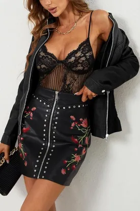 Giolshon Faux Leather Jacket Women Motorcycle PU Coat with Pockets
