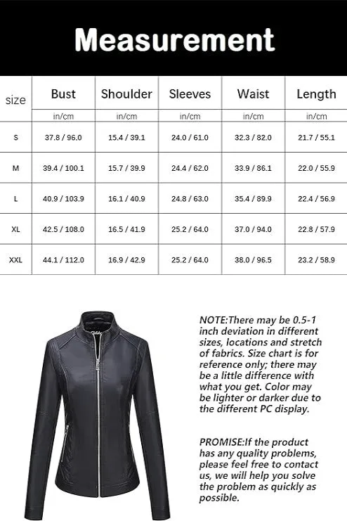 Giolshon Faux Leather Jacket Women Motorcycle PU Coat with Pockets