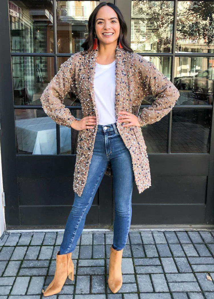 Henderson Confetti Long Cardigan - Mocha