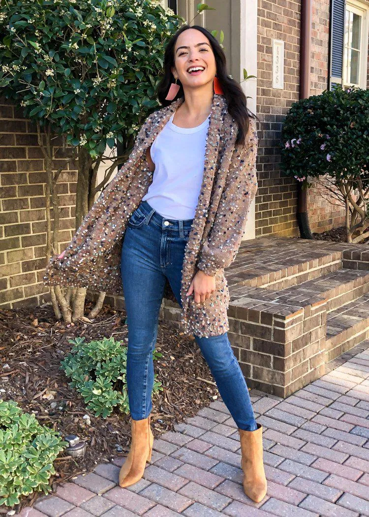 Henderson Confetti Long Cardigan - Mocha