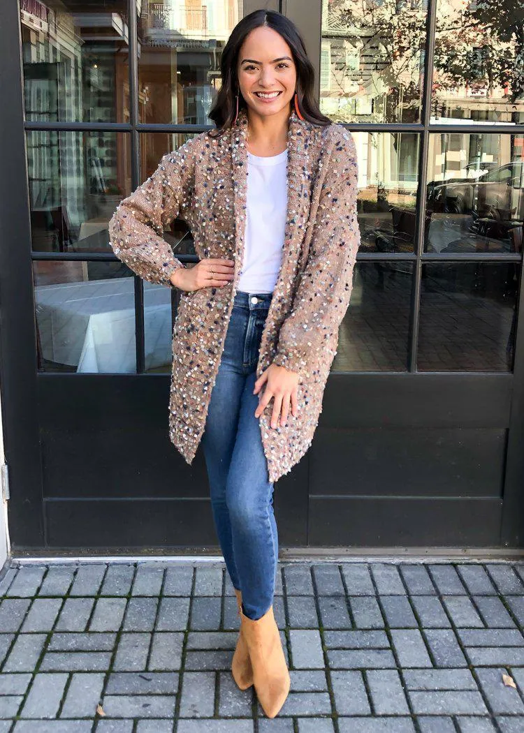 Henderson Confetti Long Cardigan - Mocha