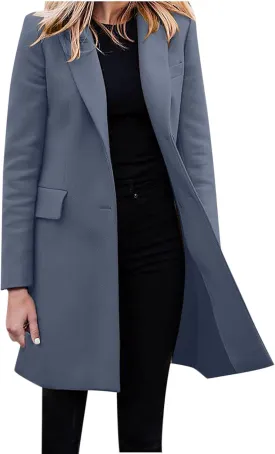 Hvyesh Women's Wool Blend Trench Winter Jackets Mid Long Warm Pea Coats Dressy Casual Double Breasted Overcoat with Pockets