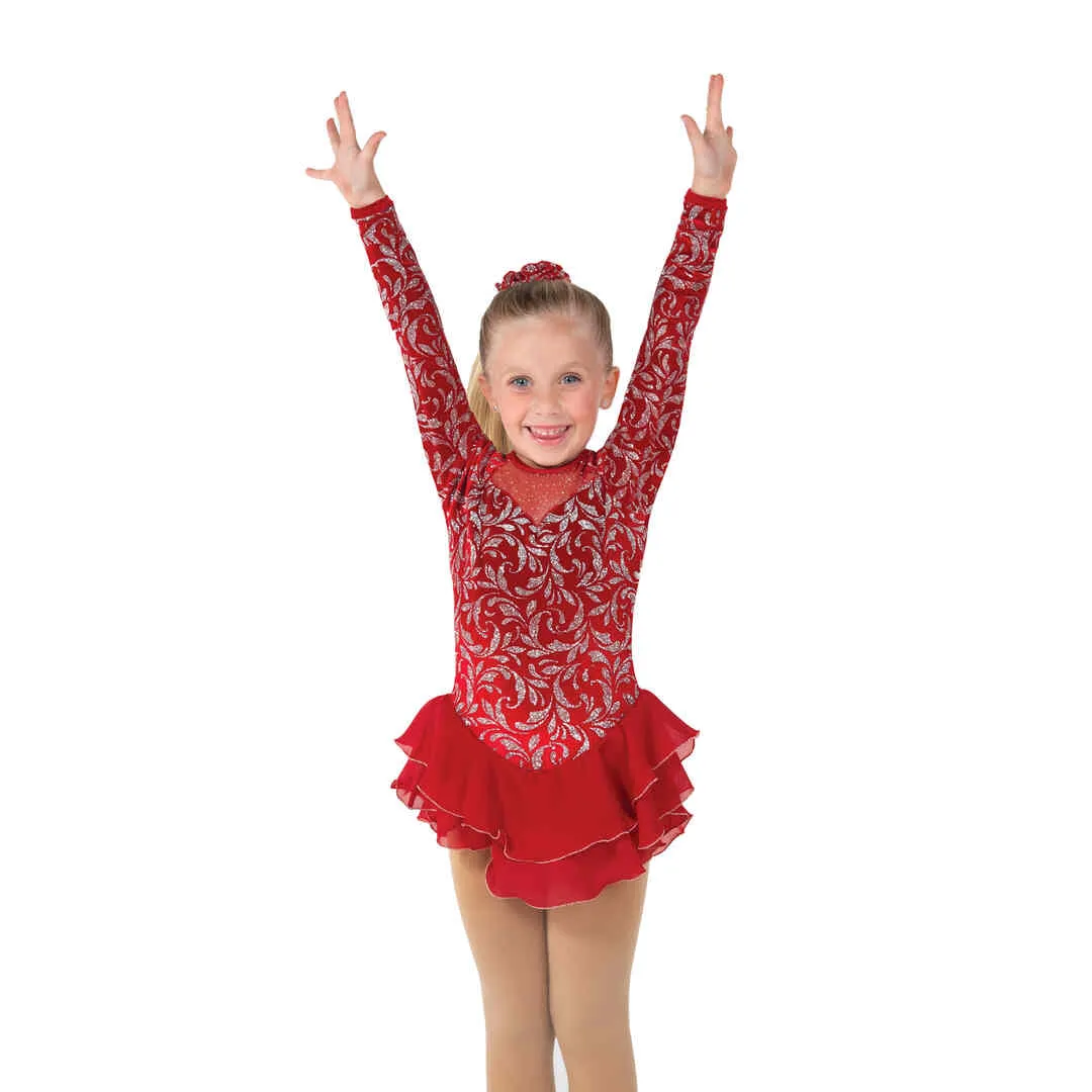 Jerry's Girl's 129 Crimson Bows Figure Skating Dress