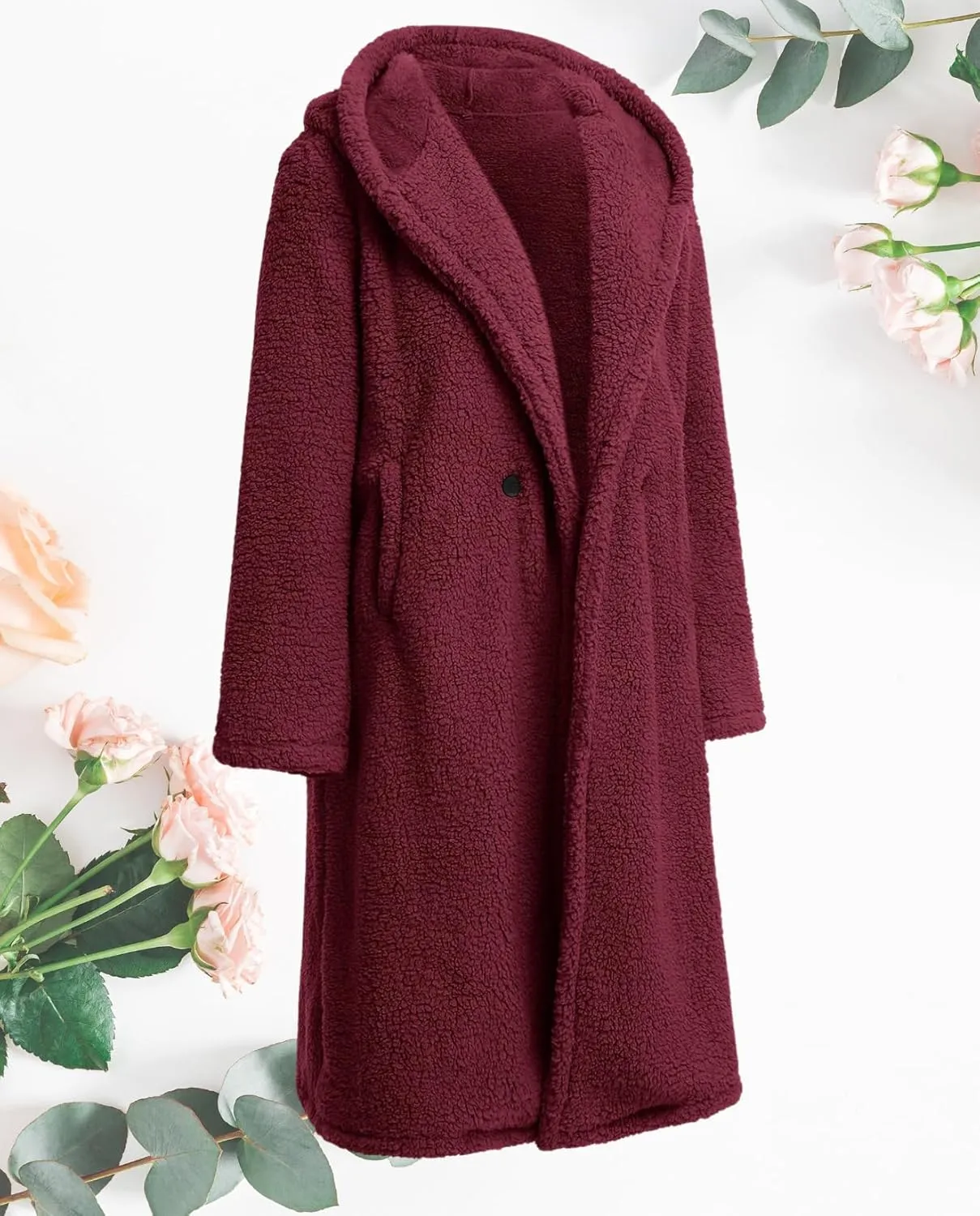 Ladies Cozy Winter Teddy Bear Long Coats for Women 2024 Fashion Oversized Jacket Fuzzy Fleece Faux Fur Sherpa