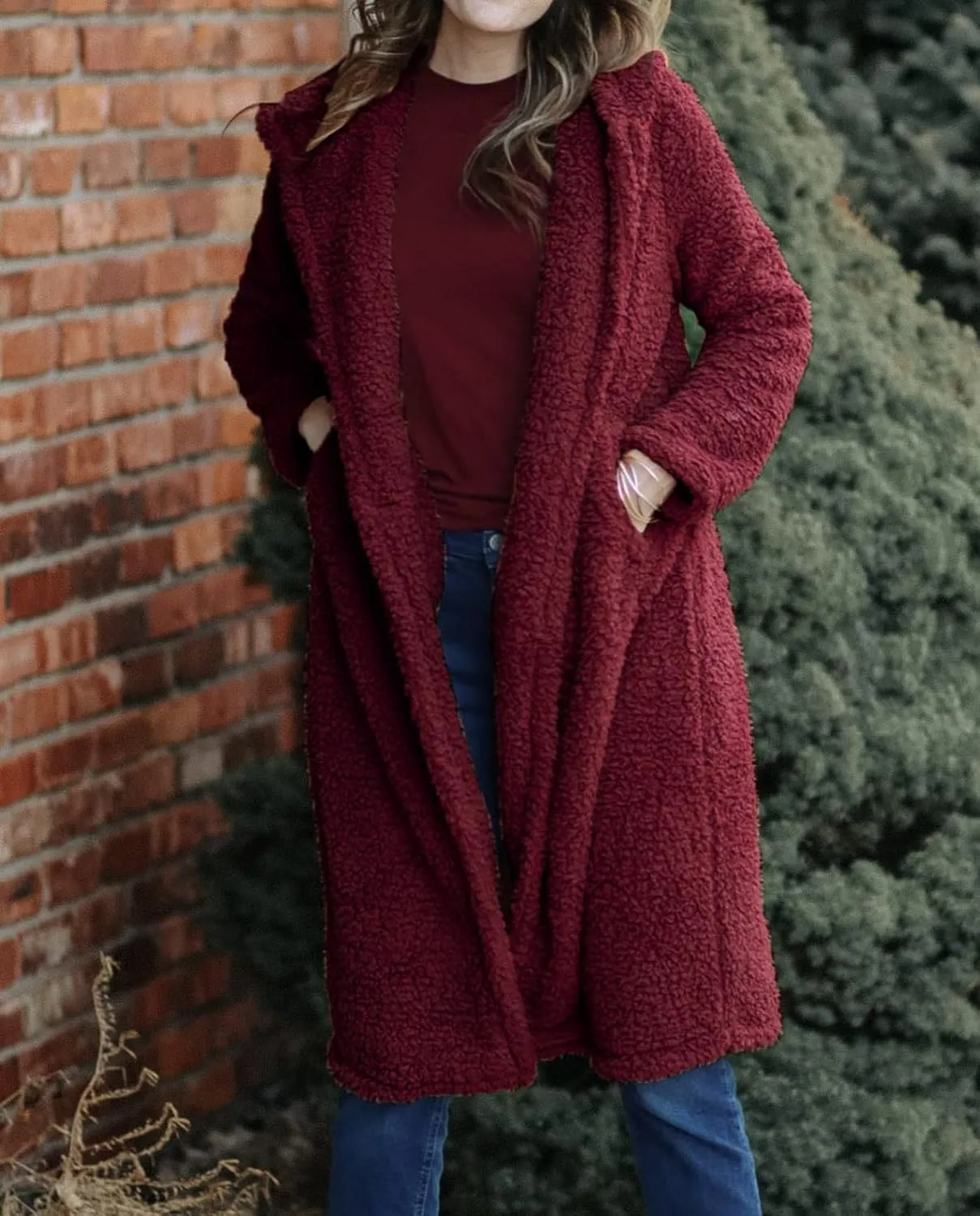 Ladies Cozy Winter Teddy Bear Long Coats for Women 2024 Fashion Oversized Jacket Fuzzy Fleece Faux Fur Sherpa