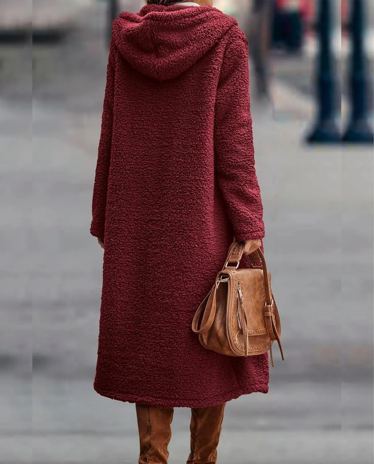 Ladies Cozy Winter Teddy Bear Long Coats for Women 2024 Fashion Oversized Jacket Fuzzy Fleece Faux Fur Sherpa