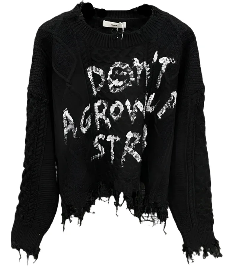 Letter Cable Knit Sweater
