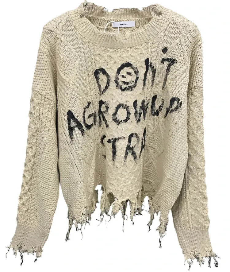 Letter Cable Knit Sweater
