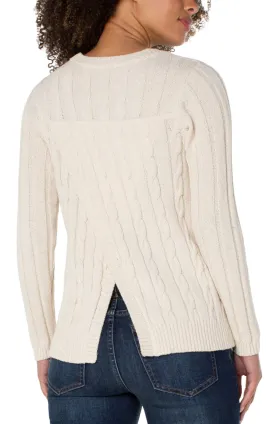 Long Sleeve Cable Rib Sweater - White Sand