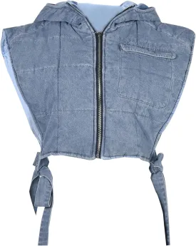 Maixang Women's Cropped Padded Camo Vest Denim Sleeveless Puffer Gilet Y2K Hooded Camouflage Vest Army Jacket Coat