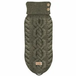 Milk and Pepper Khaki Donovan cable knit sweater