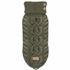 Milk and Pepper Khaki Donovan cable knit sweater