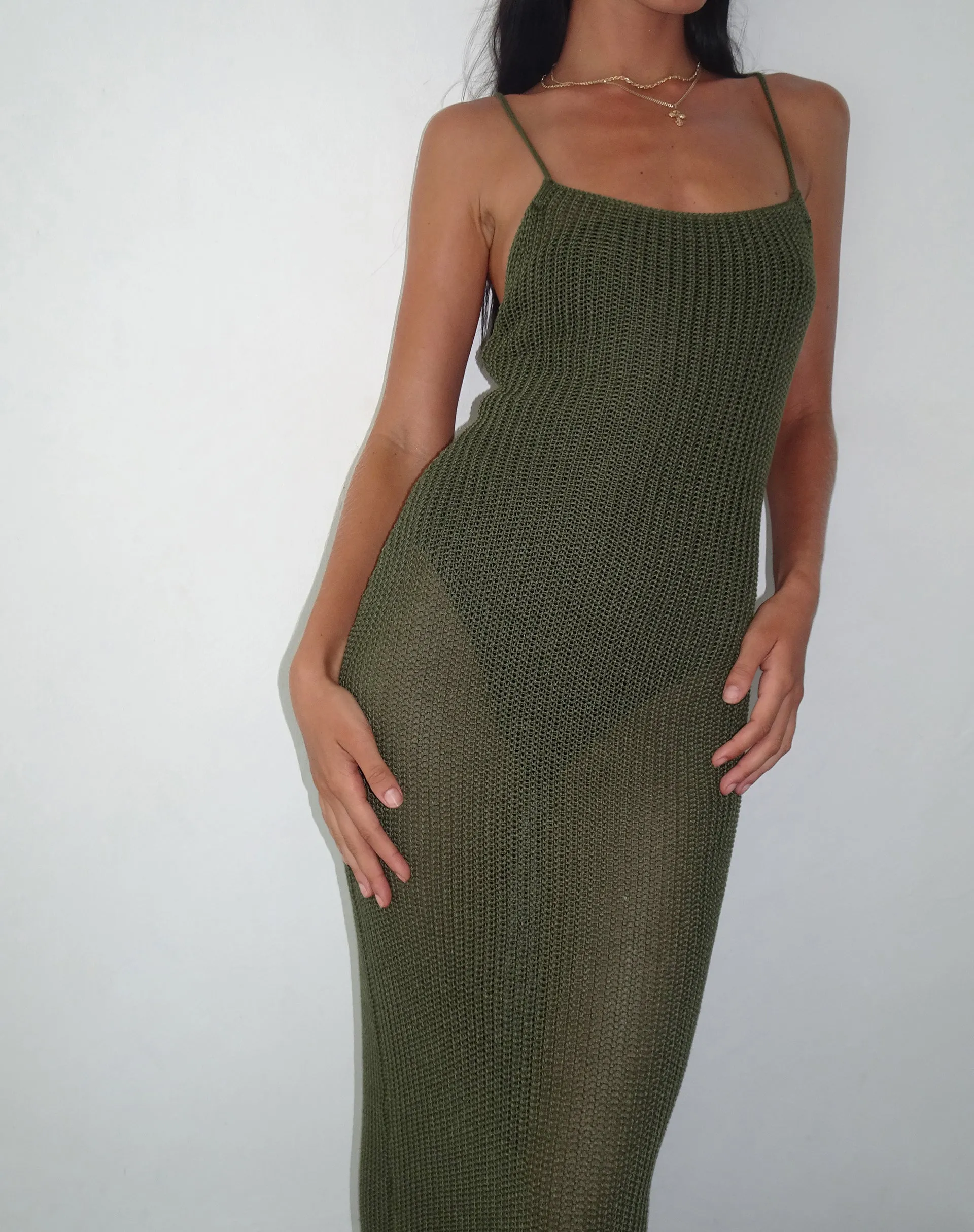 Norila Knitted Maxi Dress in Olive