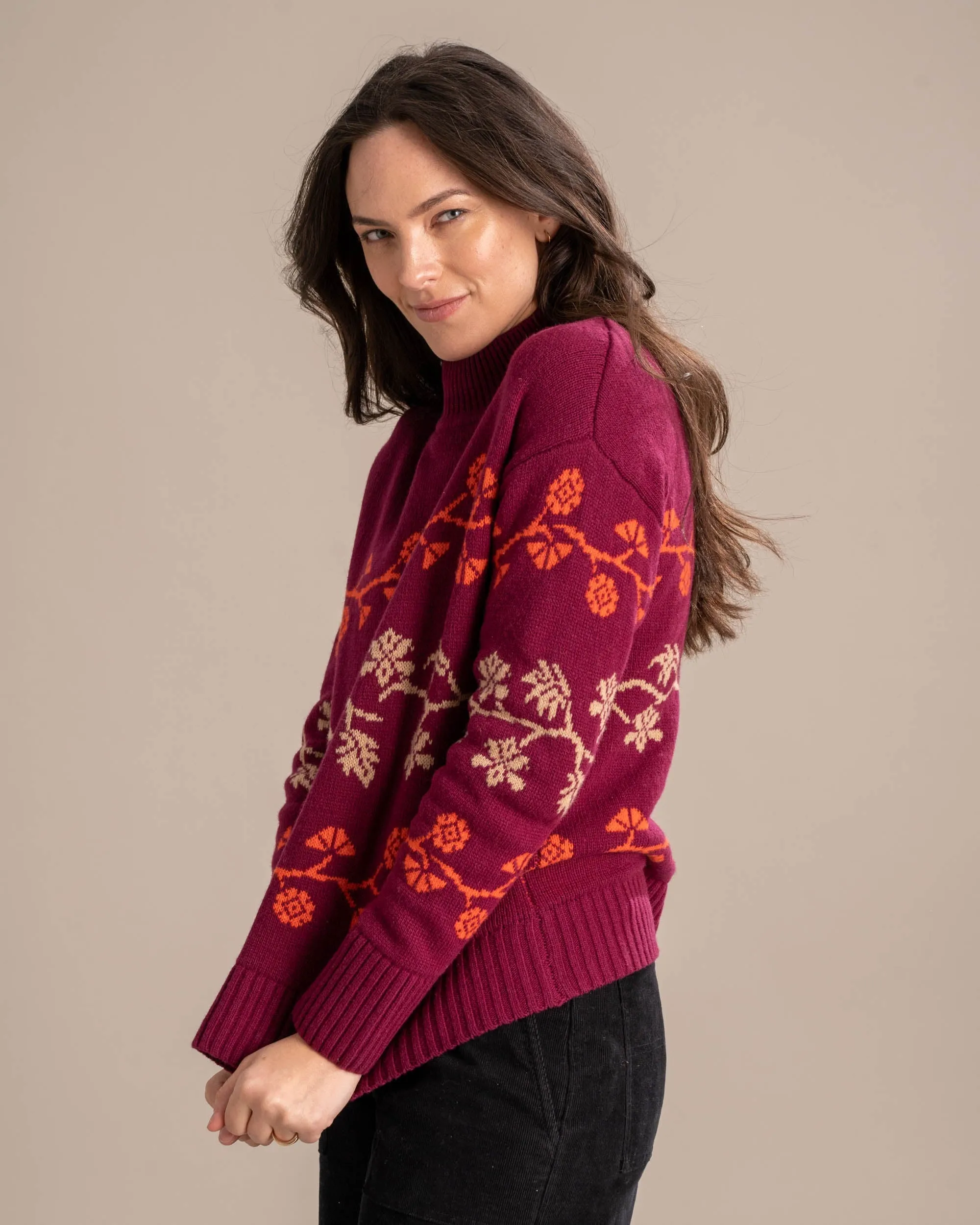 Recycled Wool Floral Stripe Sweater