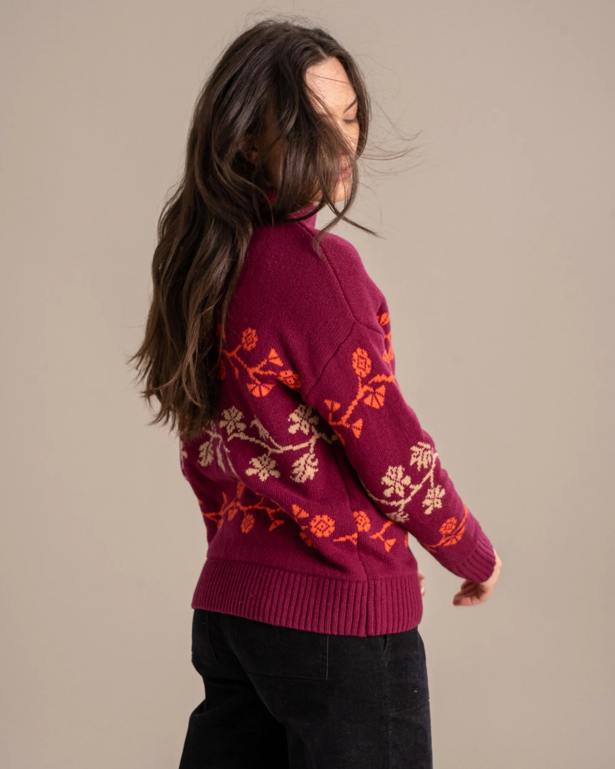 Recycled Wool Floral Stripe Sweater