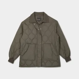 Rib Collar Quilted Coat